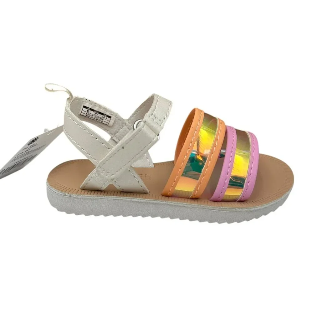OshKosh Stella Baby-Infant Girls Fashion Sandals Size 5 Gold-White-Pink‎